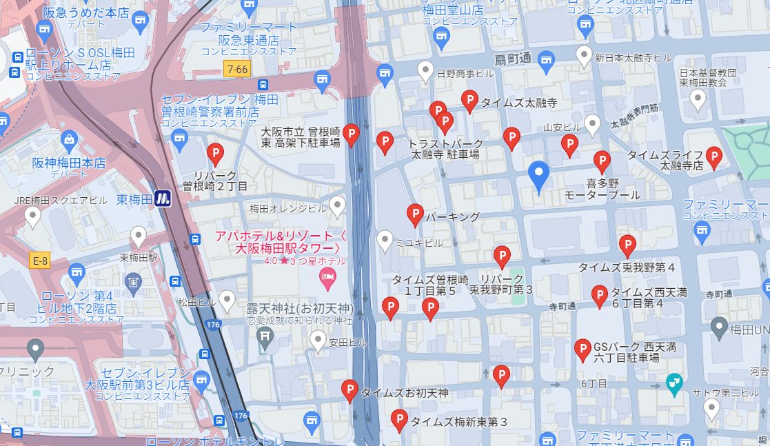 東京ノーストクリニック梅田院周辺の駐車場情報です。