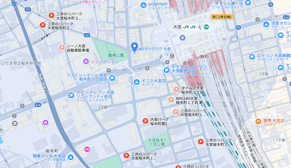 MSクリニック大宮院周辺の駐車場情報