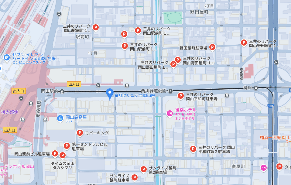 皐月クリニック岡山院周辺の駐車場情報