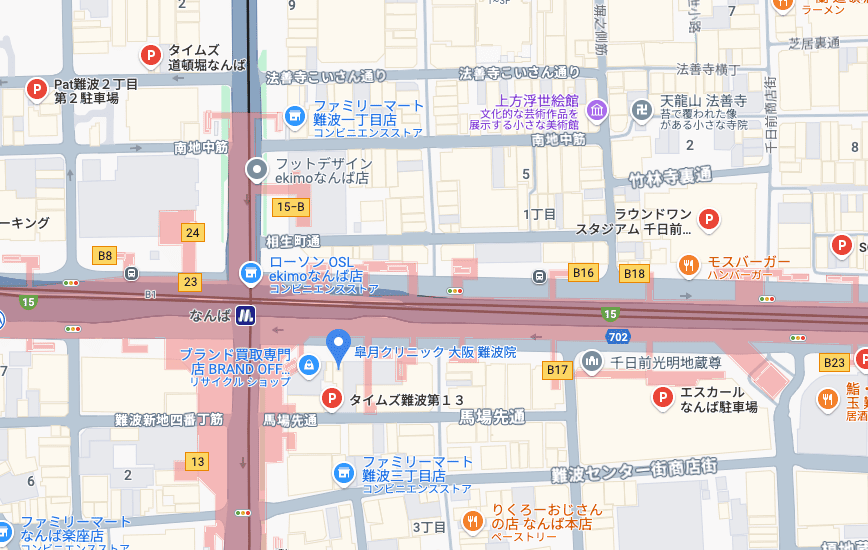 皐月クリニック大阪難波院周辺の駐車場情報