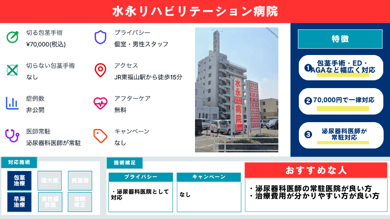 水永リハビリテーション病院の包茎手術の特徴