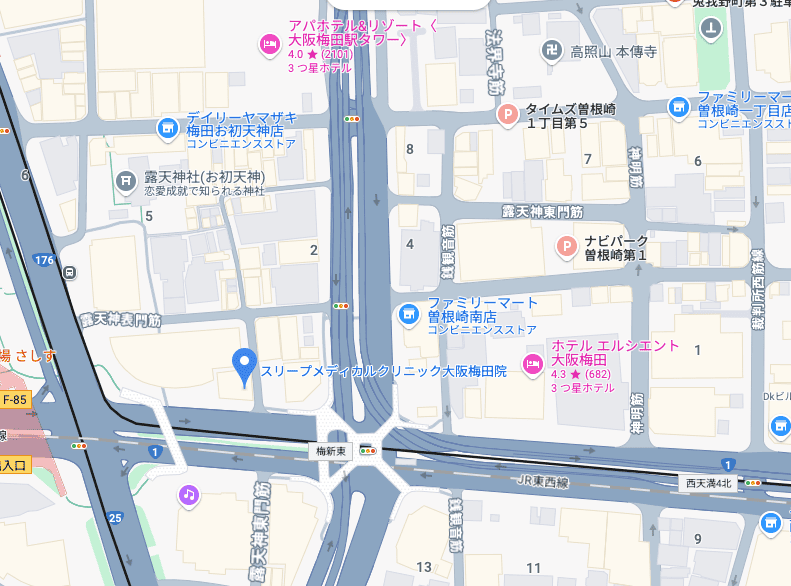 スリープメディカルクリニック大阪梅田院周辺の駐車場情報